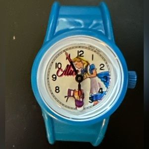Vintage Swiss Kids Watch Alice in Wonderland toy jewelry antique Queen of Hearts